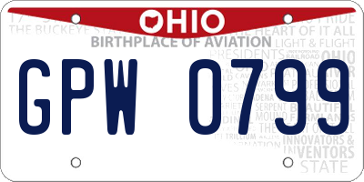 OH license plate GPW0799