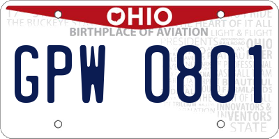 OH license plate GPW0801