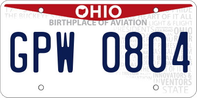 OH license plate GPW0804