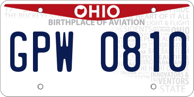 OH license plate GPW0810