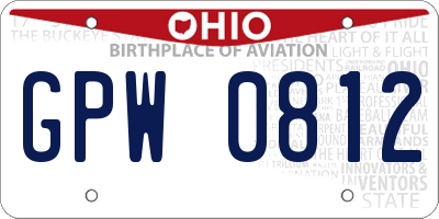 OH license plate GPW0812