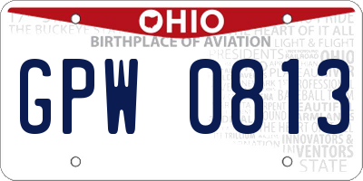 OH license plate GPW0813