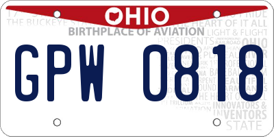 OH license plate GPW0818