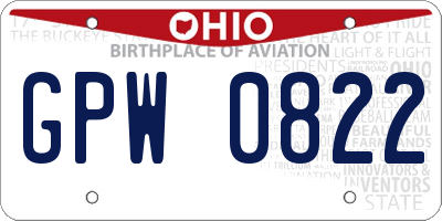 OH license plate GPW0822