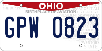 OH license plate GPW0823