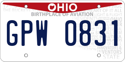 OH license plate GPW0831