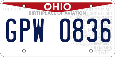 OH license plate GPW0836