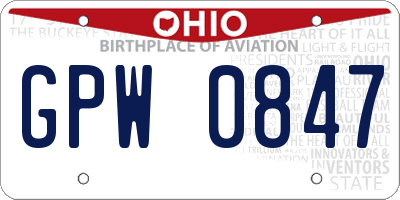 OH license plate GPW0847