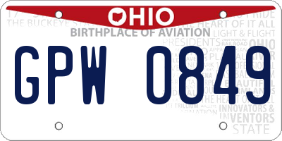 OH license plate GPW0849