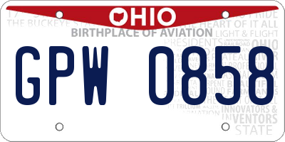 OH license plate GPW0858