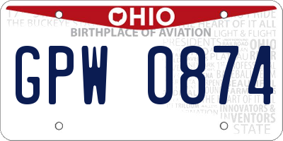 OH license plate GPW0874