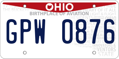 OH license plate GPW0876