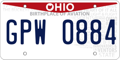 OH license plate GPW0884