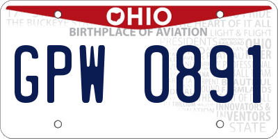 OH license plate GPW0891