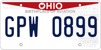 OH license plate GPW0899