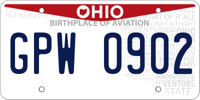 OH license plate GPW0902