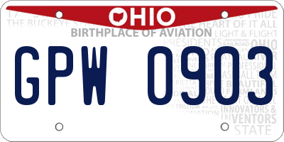 OH license plate GPW0903