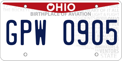 OH license plate GPW0905