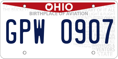OH license plate GPW0907