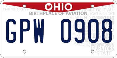 OH license plate GPW0908