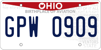 OH license plate GPW0909