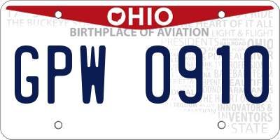 OH license plate GPW0910