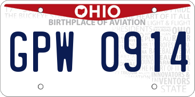 OH license plate GPW0914