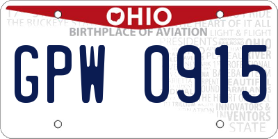 OH license plate GPW0915
