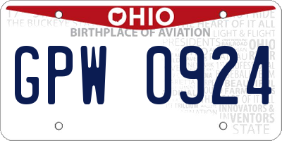 OH license plate GPW0924