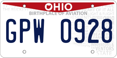 OH license plate GPW0928