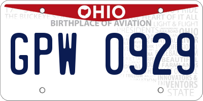 OH license plate GPW0929