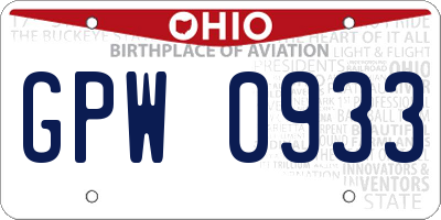 OH license plate GPW0933