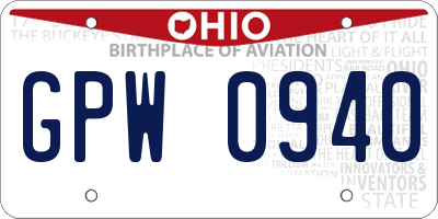 OH license plate GPW0940