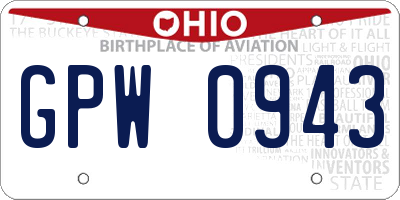 OH license plate GPW0943