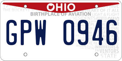 OH license plate GPW0946