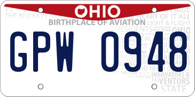 OH license plate GPW0948