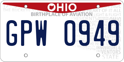 OH license plate GPW0949