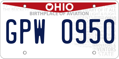 OH license plate GPW0950