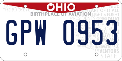 OH license plate GPW0953