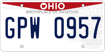 OH license plate GPW0957