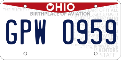 OH license plate GPW0959