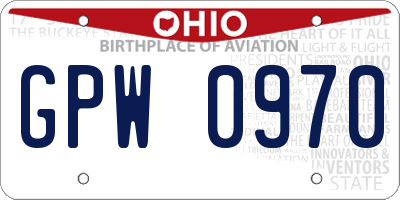 OH license plate GPW0970