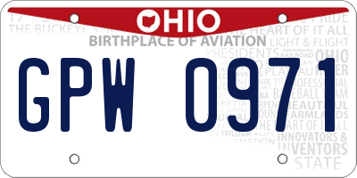 OH license plate GPW0971