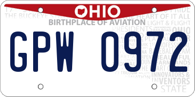 OH license plate GPW0972