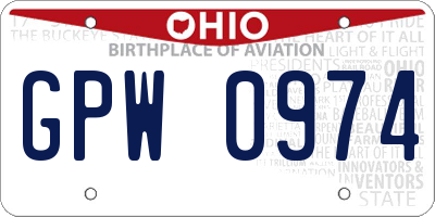 OH license plate GPW0974