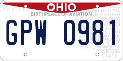 OH license plate GPW0981