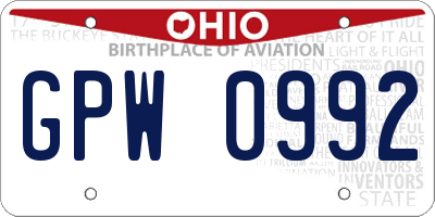 OH license plate GPW0992