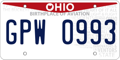 OH license plate GPW0993