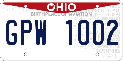 OH license plate GPW1002