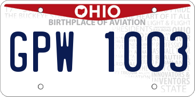 OH license plate GPW1003